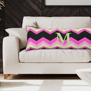 modern girly zigzag pattern black fuchsia chevron body cushion