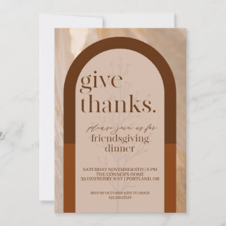 Modern Give Thanks Friendsgiving Invitation