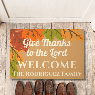 Modern Give Thanks to the Lord Thanksgiving Autumn Doormat