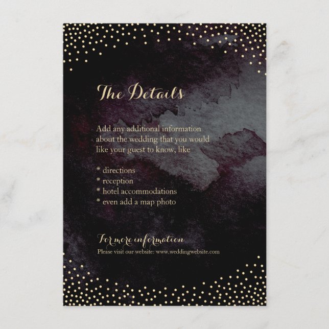 Modern glam black faux gold glitter detail card (Front)