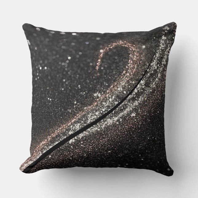 Modern Glam Black Glitter Cushion (Front)