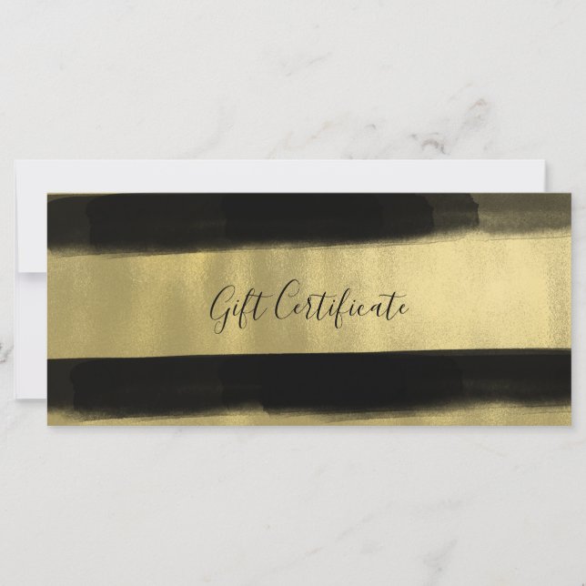 Modern Glam Black & Gold Paint Gift Certificate (Front)