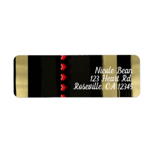 Modern Glam Black & Gold Red Hearts Valentine