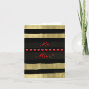 Modern Glam Black & Gold Red Hearts Valentine Holiday Card