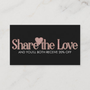 Modern Glam Black Rose Gold Glitter Typography Referral Card