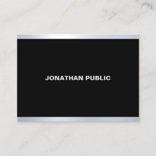 Modern Glam Black Silver Elegant Professional Top Business Card