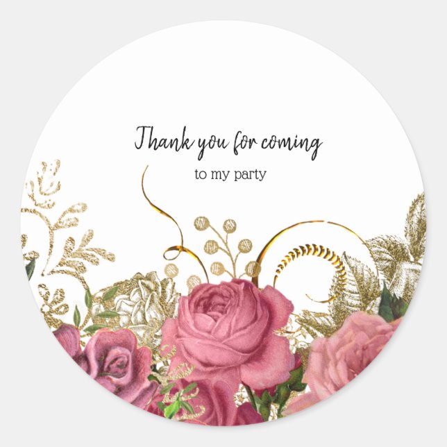 Modern Glam Chic Flowers for all occasions Classic Round Sticker (Front)