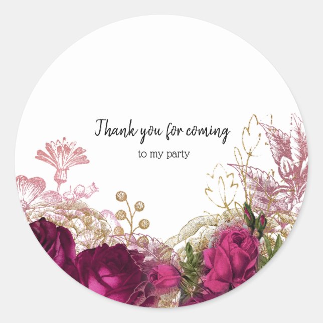 Modern Glam Chic Flowers for all occasions Classic Round Sticker (Front)