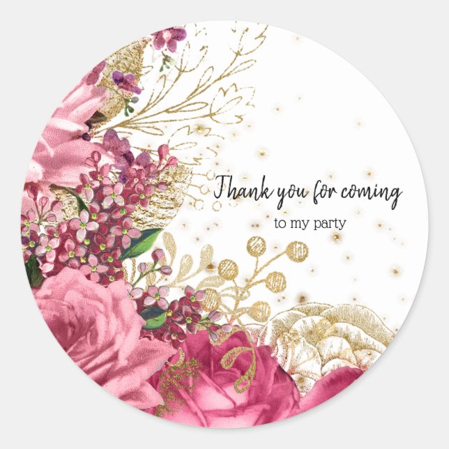 Modern Glam Chic Flowers for all occasions Classic Round Sticker (Front)