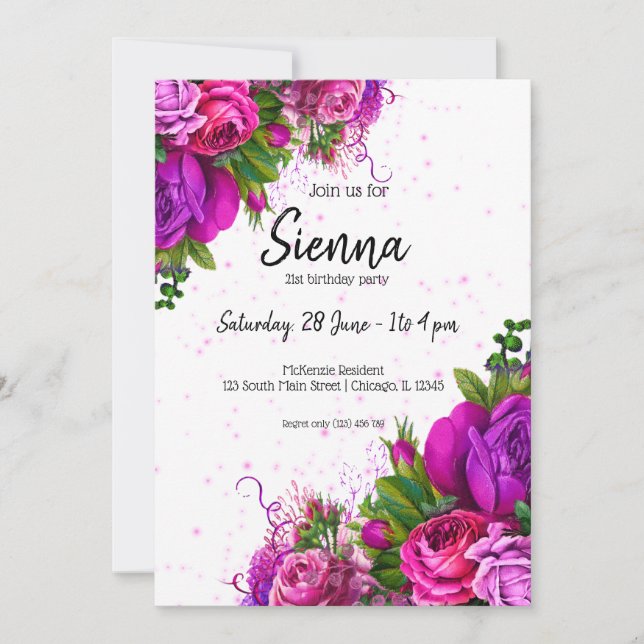 Modern Glam Chic Flowers for all occasions Invitation (Front)