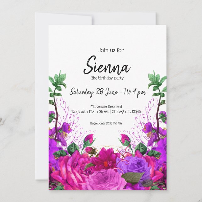 Modern Glam Chic Flowers for all occasions Invitation (Front)