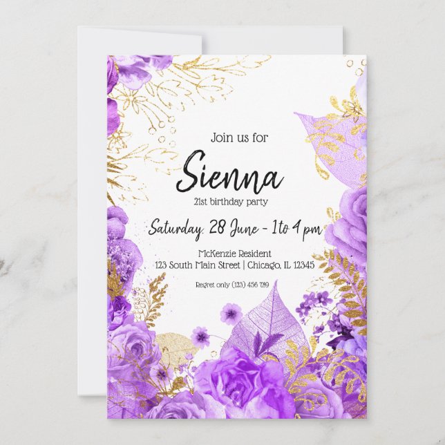 Modern Glam Chic Flowers for all occasions Invitation (Front)