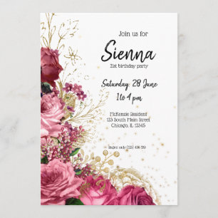 Modern Glam Chic Flowers for all occasions Invitation