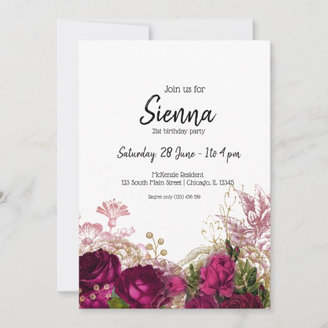 Modern Glam Chic Flowers for all occasions Invitation (Front)