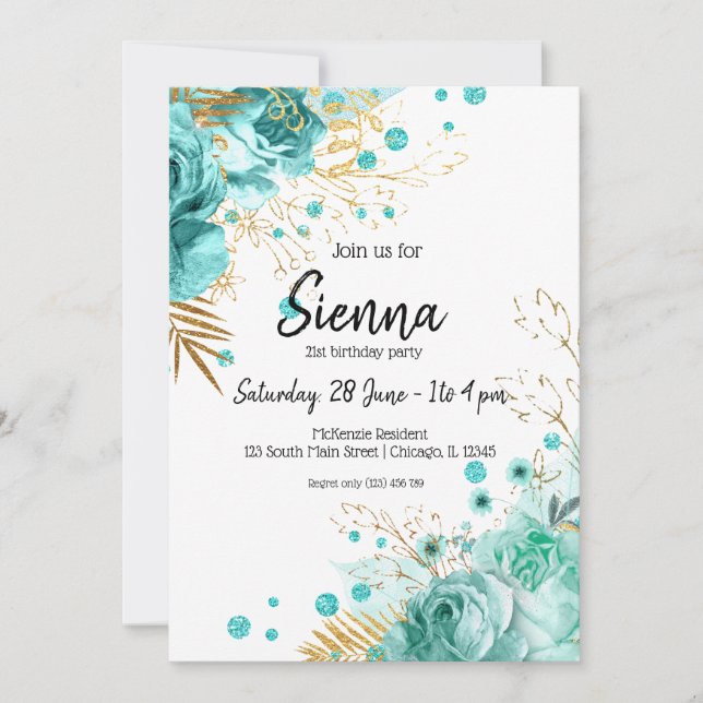 Modern Glam Chic Flowers for all occasions Invitation (Front)