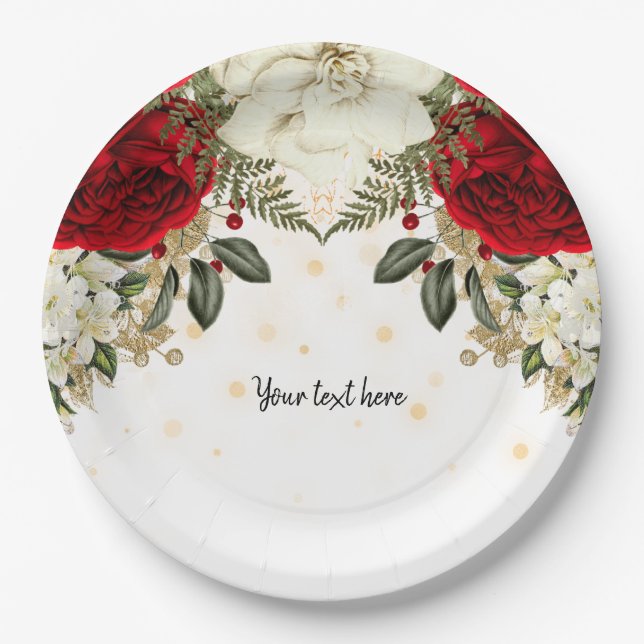 Modern Glam Chic Flowers for all occasions Paper Plate (Front)