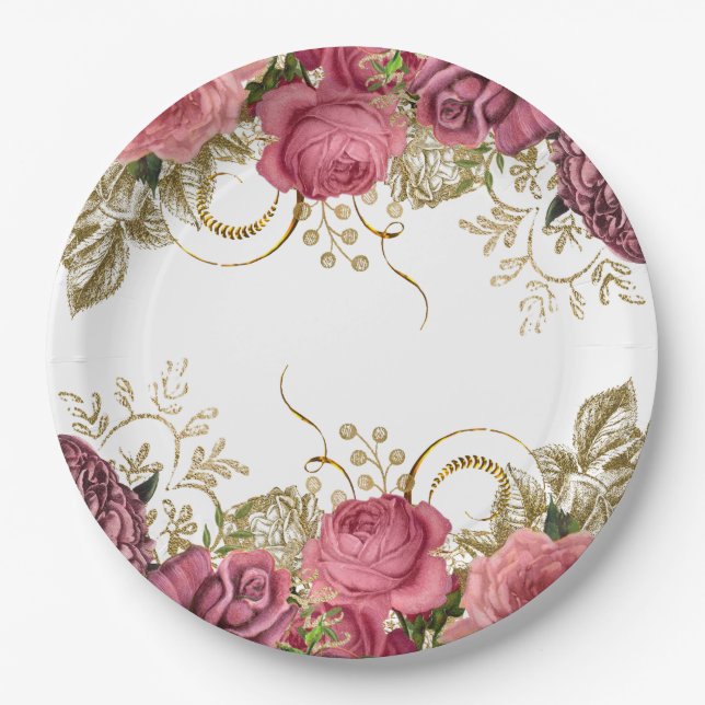 Modern Glam Chic Flowers for all occasions Paper Plate (Front)