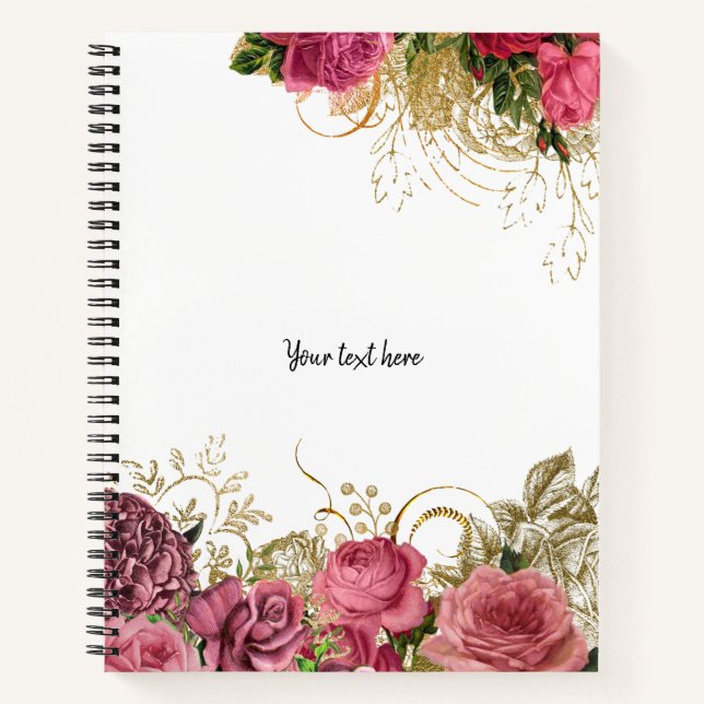 Modern Glam Chic Flowers Notebook (Front)