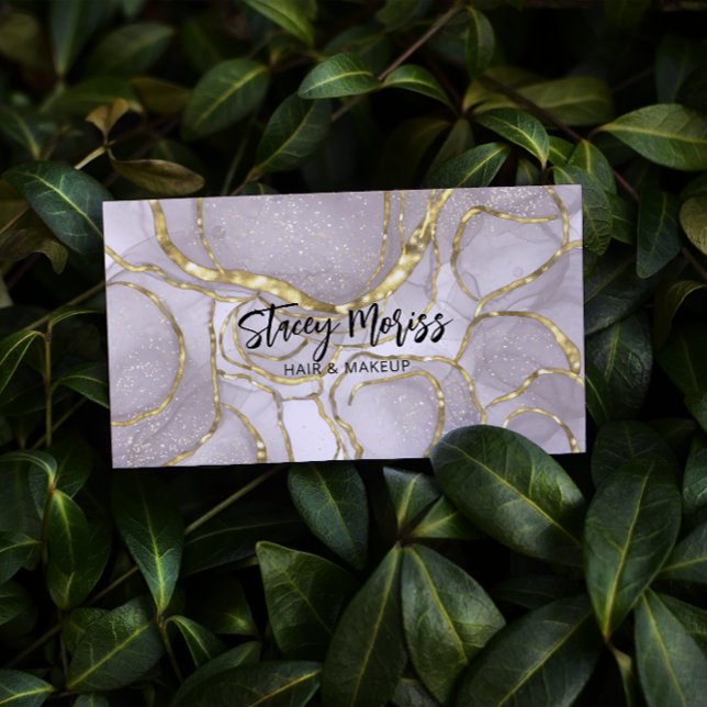 Modern Glam Chic Gold Abstract Cute Script Business Card (Creator Uploaded)