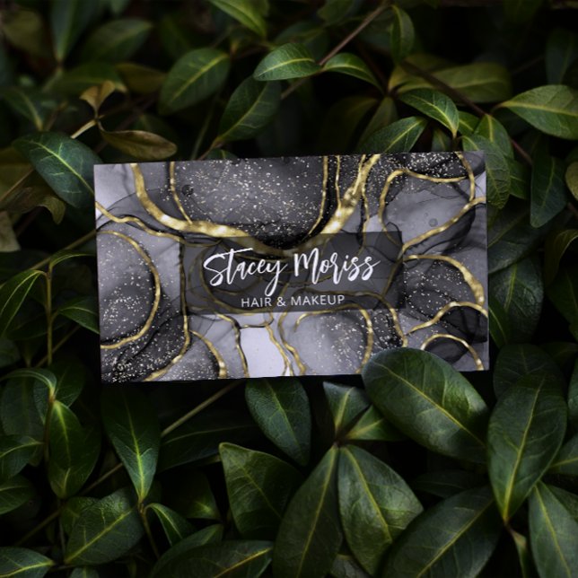 Modern Glam Chic QR Code Gold Black & White Business Card (Creator Uploaded)