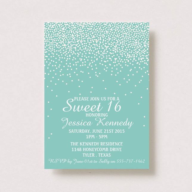 Modern Glam Confetti Sweet 16 Birthday Invitation (Creator Uploaded)