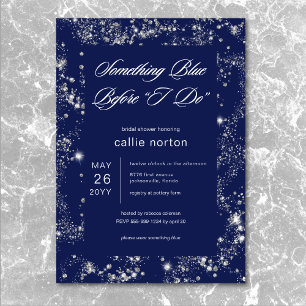 Modern Glam Diamond Something Blue Bridal Shower Invitation
