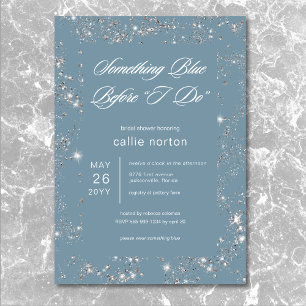 Modern Glam Diamond Something Blue Bridal Shower Invitation
