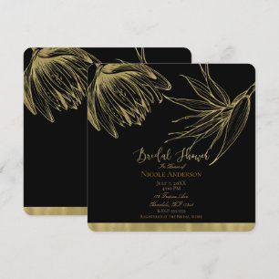Modern Glam Gold & Black Tropical Bridal Shower Invitation