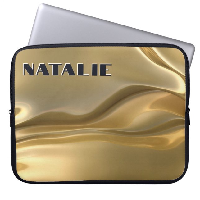 Modern Glam Gold Foil Monogram Laptop Sleeve (Front)