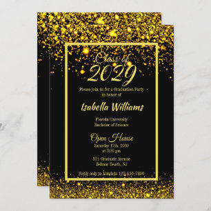 Modern Glam Gold Glitter Graduation Party Invitation