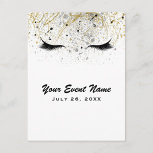 Modern Glam Gold Silver Black Eyelashes Beauty Postcard