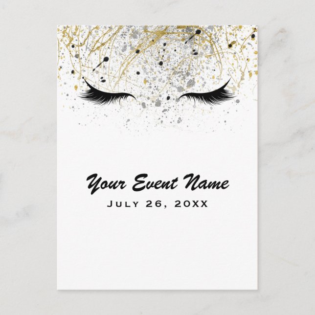 Modern Glam Gold Silver Black Eyelashes Beauty Postcard (Front)
