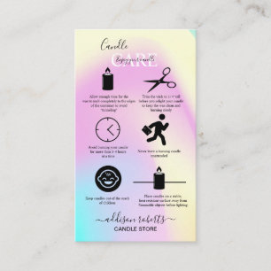Modern Glam Iridescent Sparkle Candle Care Business Card