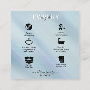 Modern Glam Iridescent Sparkle  Jewellery Care   Square Business Card