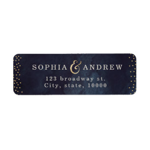 Modern glam night gold glitter return address