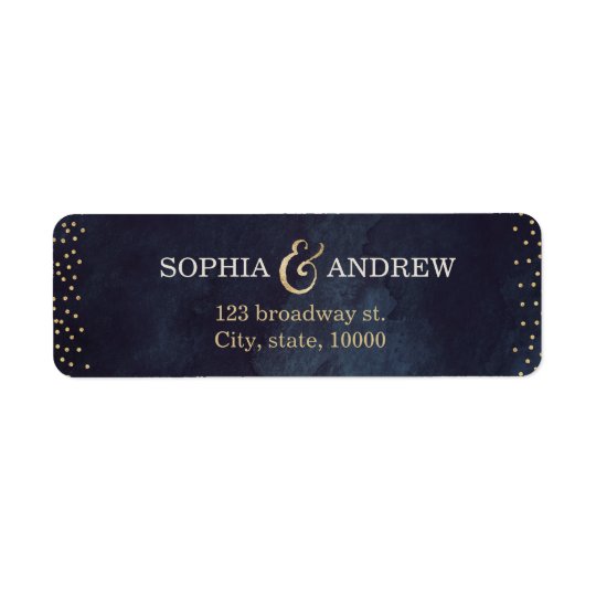 Modern glam night gold glitter return address return address label