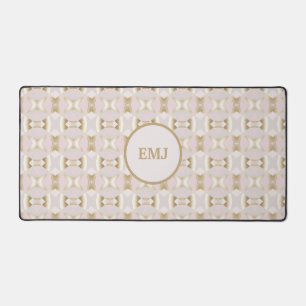 Modern Glam Pink Gold Kaleidoscope Geometric Desk Mat