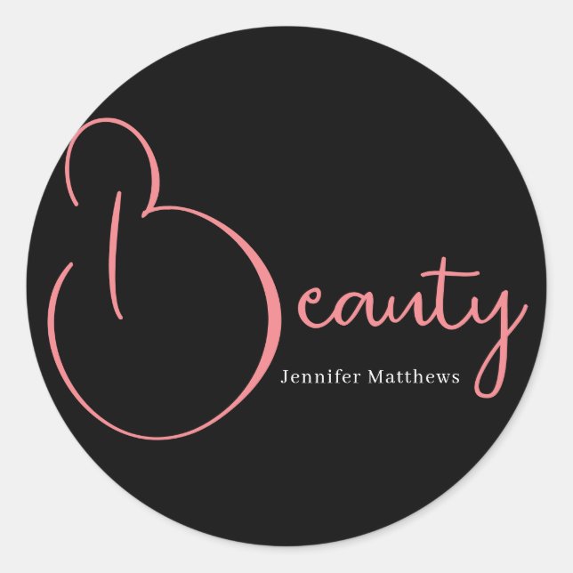 Modern glam pink neon beauty technician manicurist classic round sticker (Front)