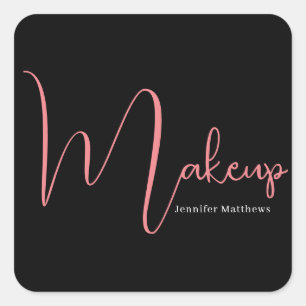 Modern glam pink neon beauty technician manicurist square sticker