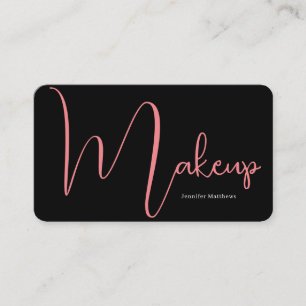 Modern glam pink neon makeup script qr code busine business card