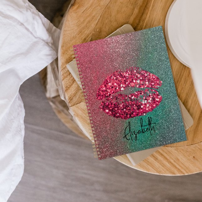 Modern Glam Red Glittery Kiss Lipstick Imprint Planner (Creator Uploaded)