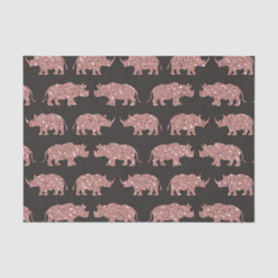 Modern Glam Rose Gold Glitter Striped Rhinos Tissue Paper
