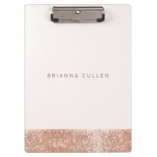 Modern Glam Rose Gold Sequin Black Clipboard