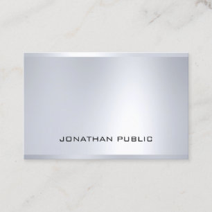 Modern Glam Silver Graceful Professional Plain Top Business Card