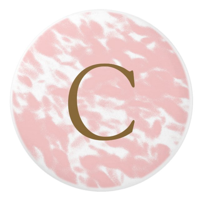 Modern Glam Spots Pink & White Chic Elegant Ceramic Knob (Front)