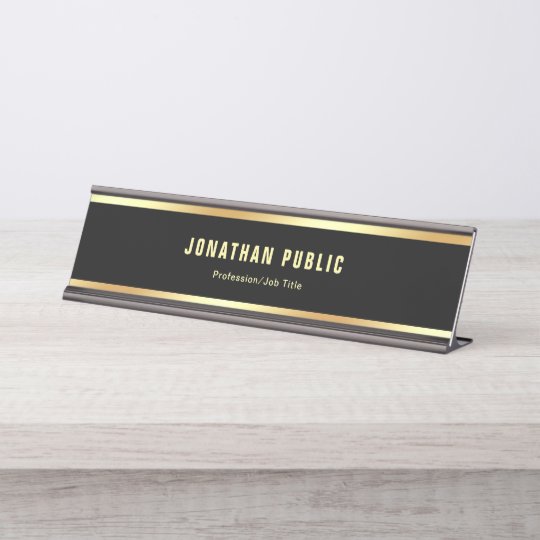 Modern Glam Template Black Gold Simple Trendy Desk Name Plate Zazzle Co Uk