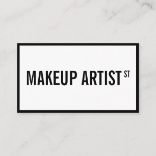Modern glam white black street sign makeup artist business card