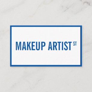Modern glam white blue street sign makeup artist business card