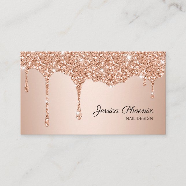Modern glamor ORANGE Rose Gold Glitzer sinks Business Card (Front)
