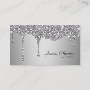 Modern glamor Silver Glitzer sinks Business Card